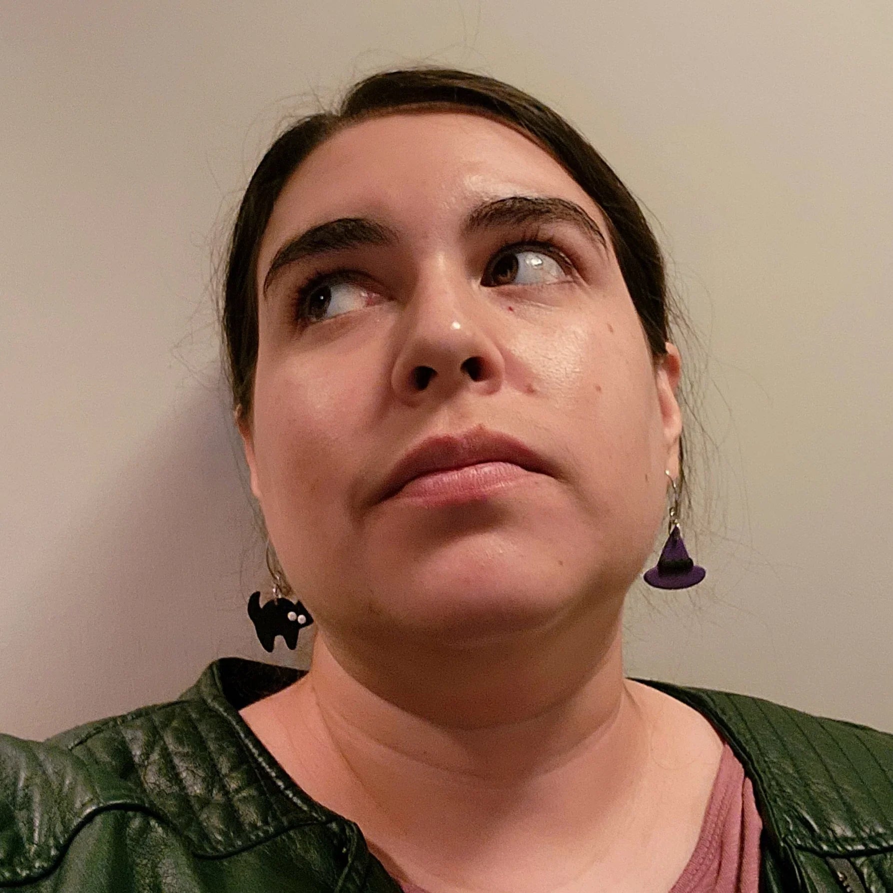 witch hat + black cat Dangle Earrings