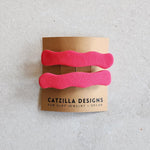 wavy hot pink barrettes Barrettes