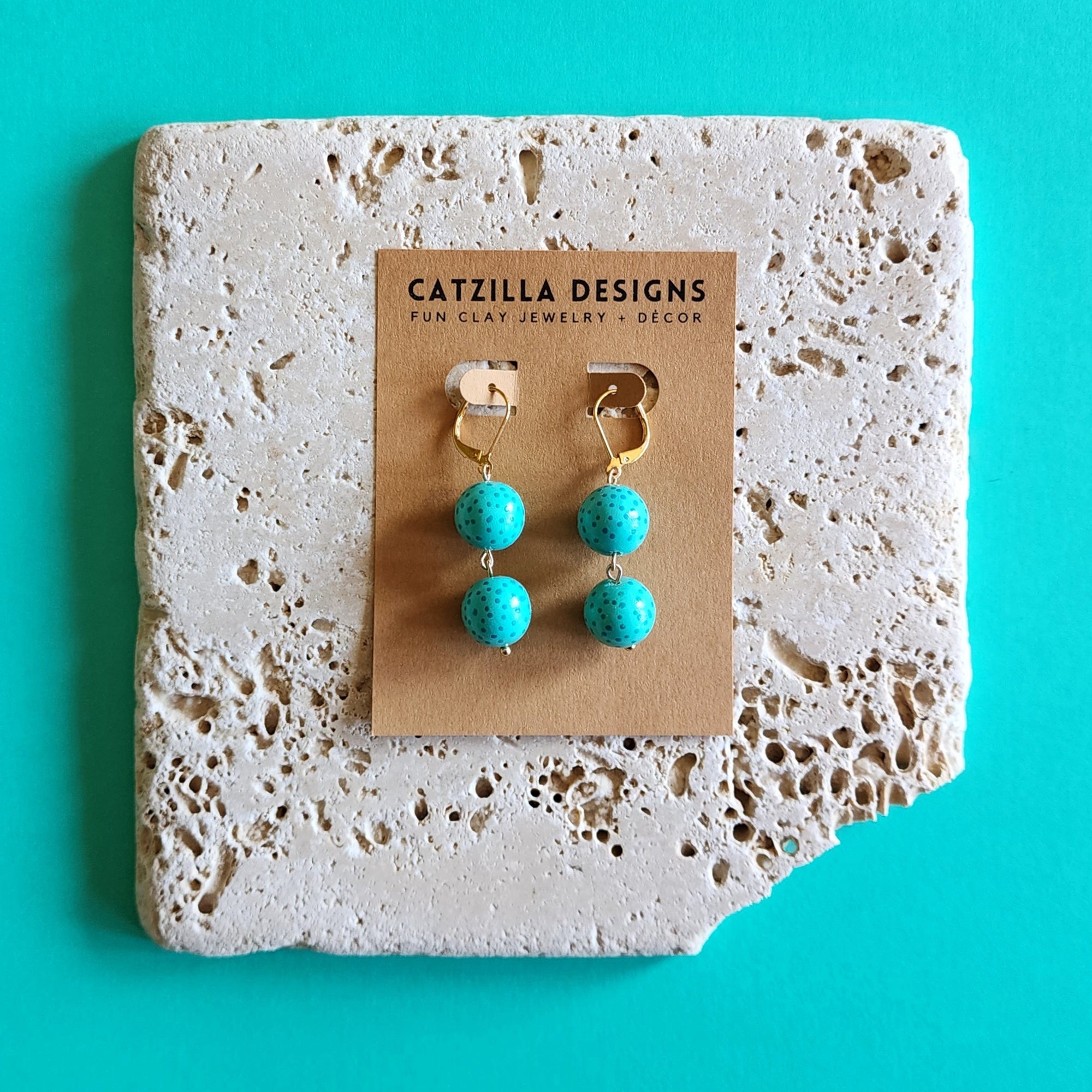 teal polka dots