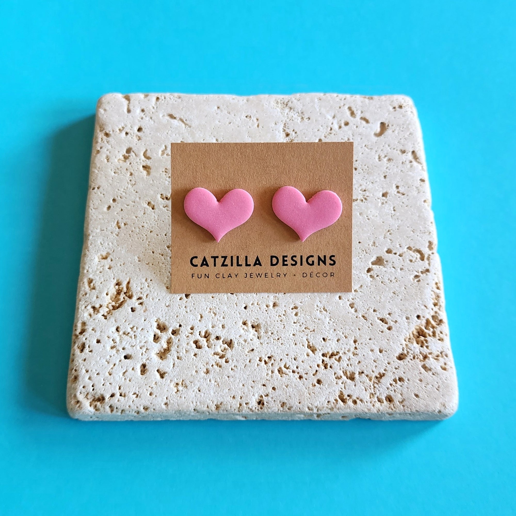 pink heart studs