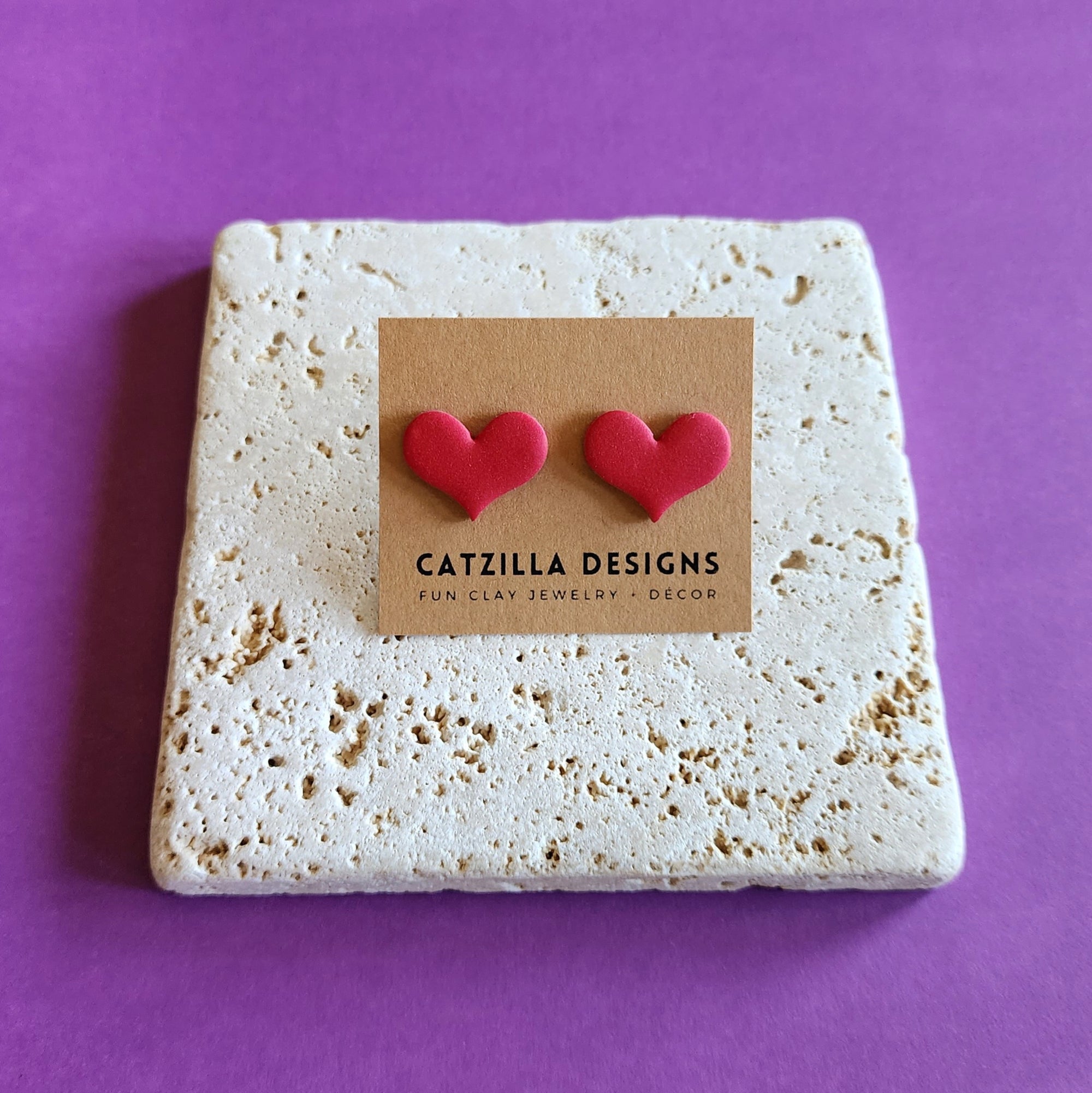 red heart studs