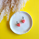 pink heart drops Drop Earrings