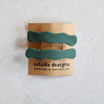 wavy dark green barrettes Barrettes
