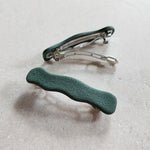 wavy dark green barrettes Barrettes
