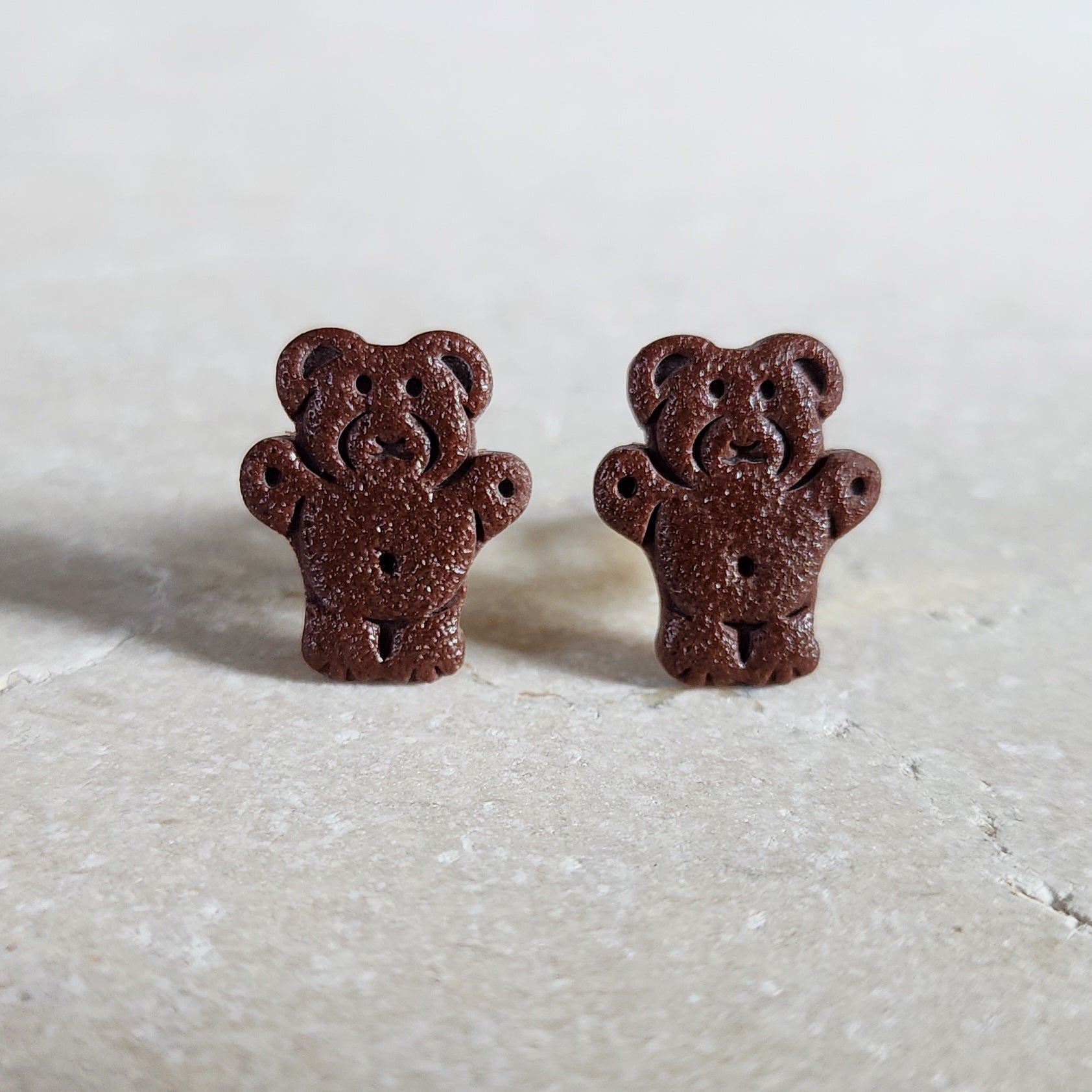 Chocolate Teddy Bear Clip-On Earrings – Catzilla Designs