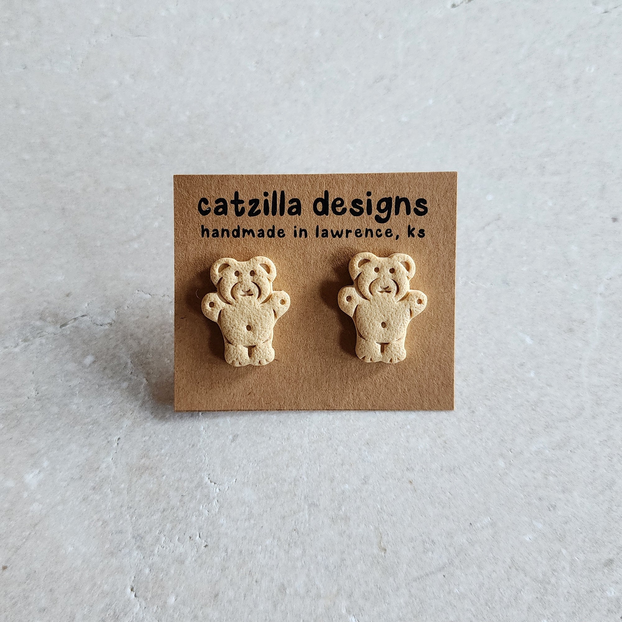 vanilla teddy bear studs Stud Earrings