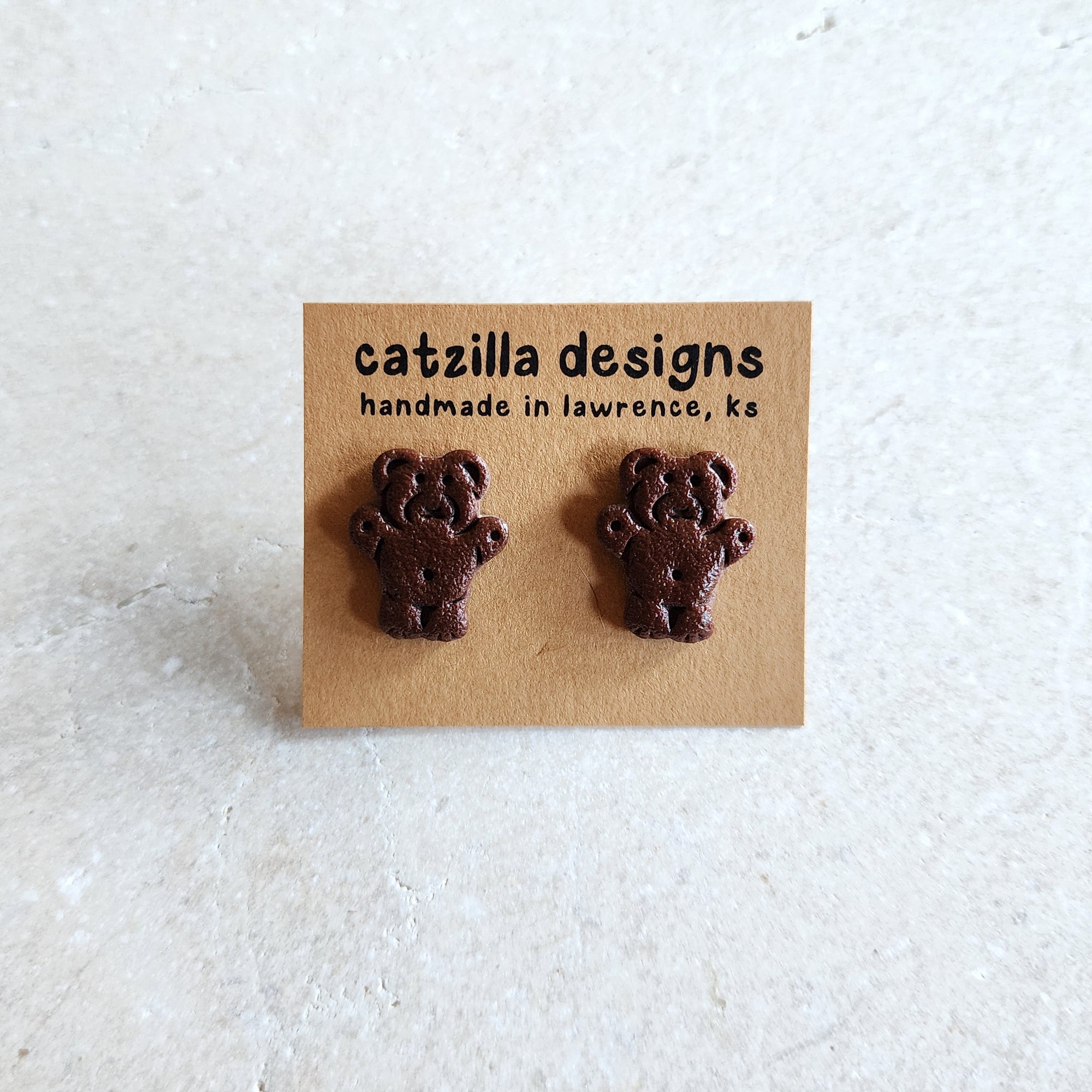 chocolate teddy bear studs Stud Earrings