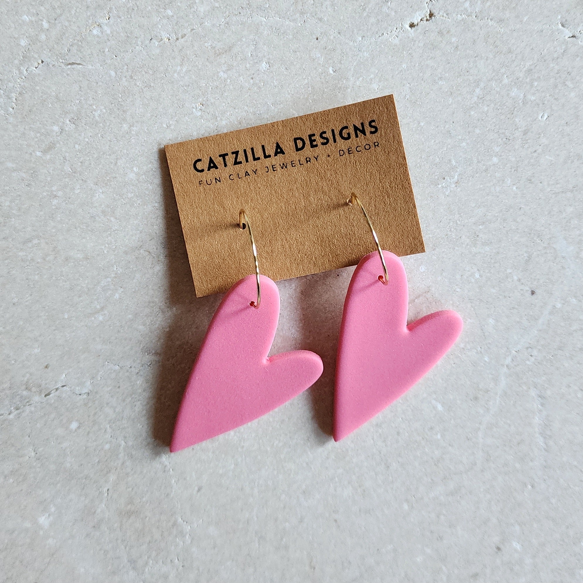 big pink hearts Dangle Earrings