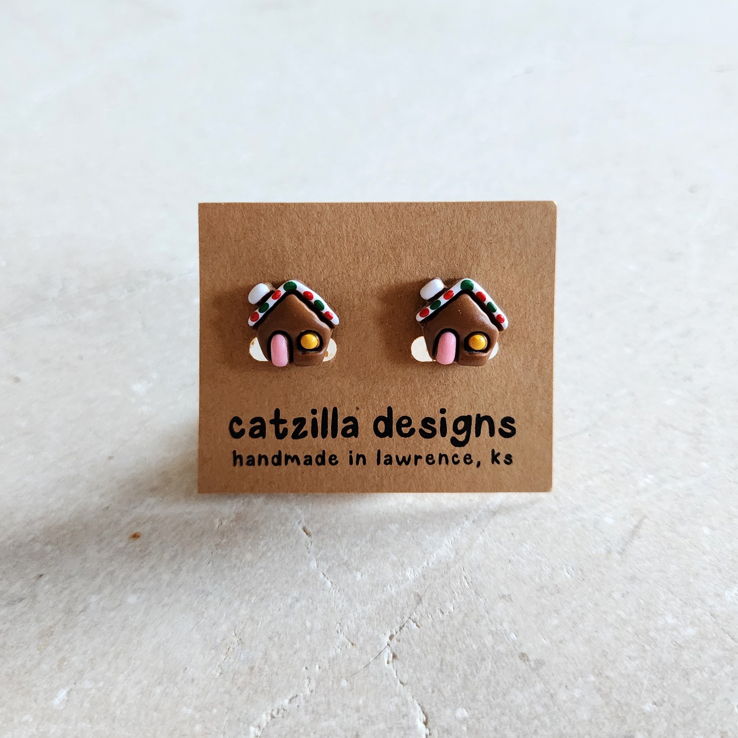 Gingerbread House Clip-On Earrings – Catzilla Designs