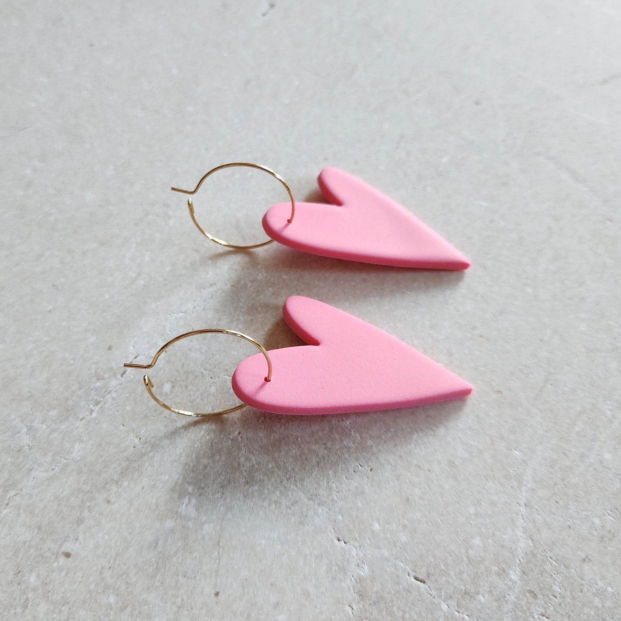 big pink hearts Dangle Earrings
