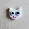 white cat magnet: blue Magnets & Pins