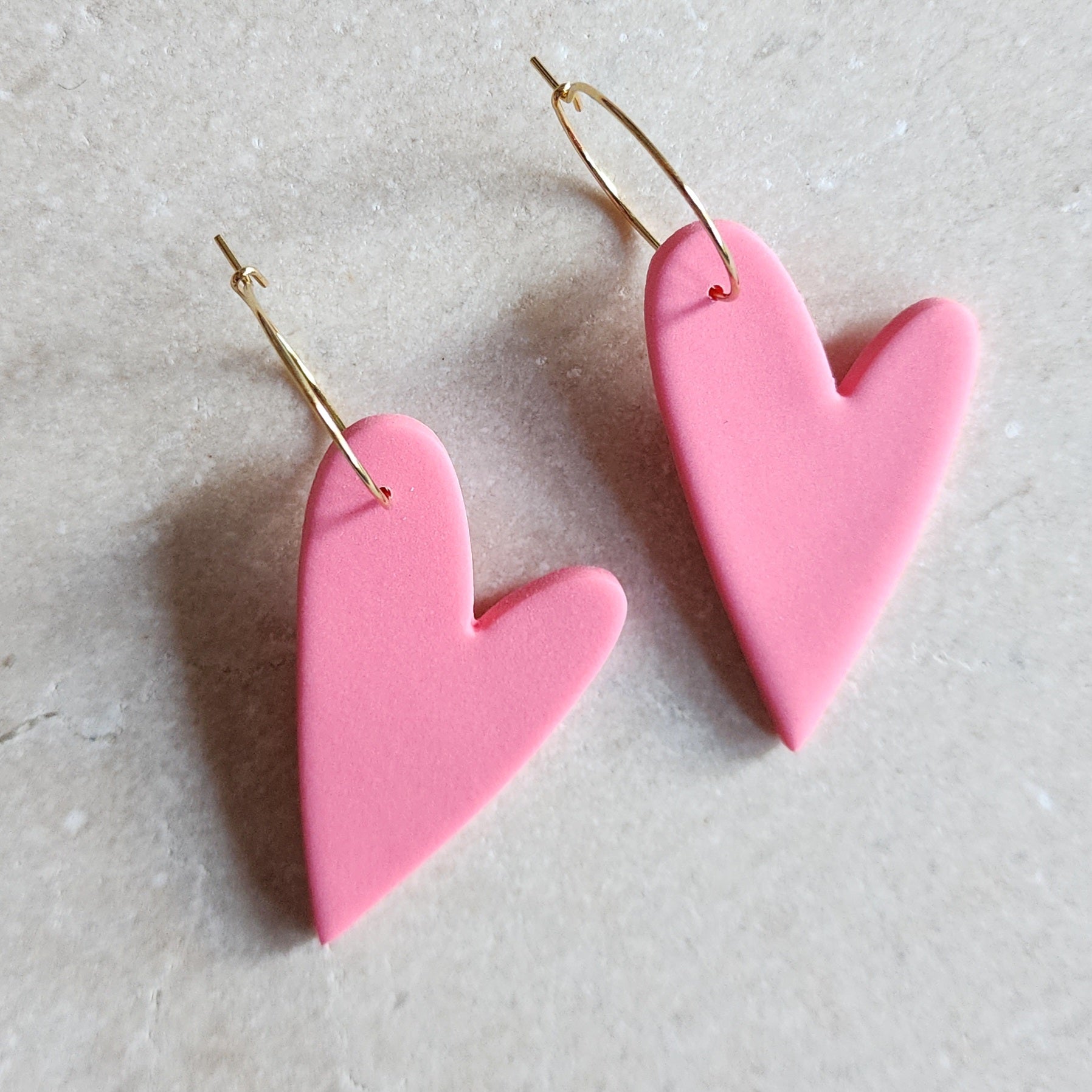 big pink hearts Dangle Earrings