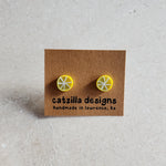 yellow lemon slices studs Stud Earrings