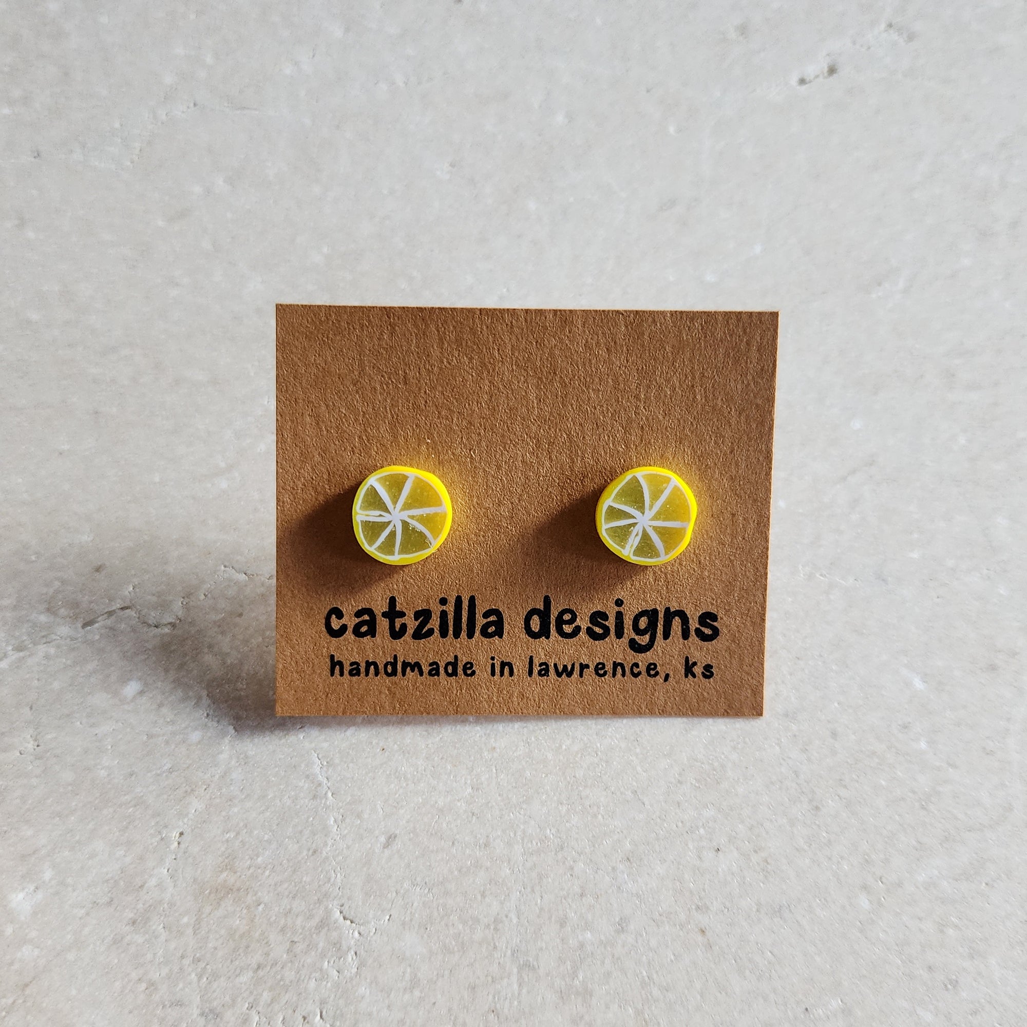 yellow lemon slices studs Stud Earrings