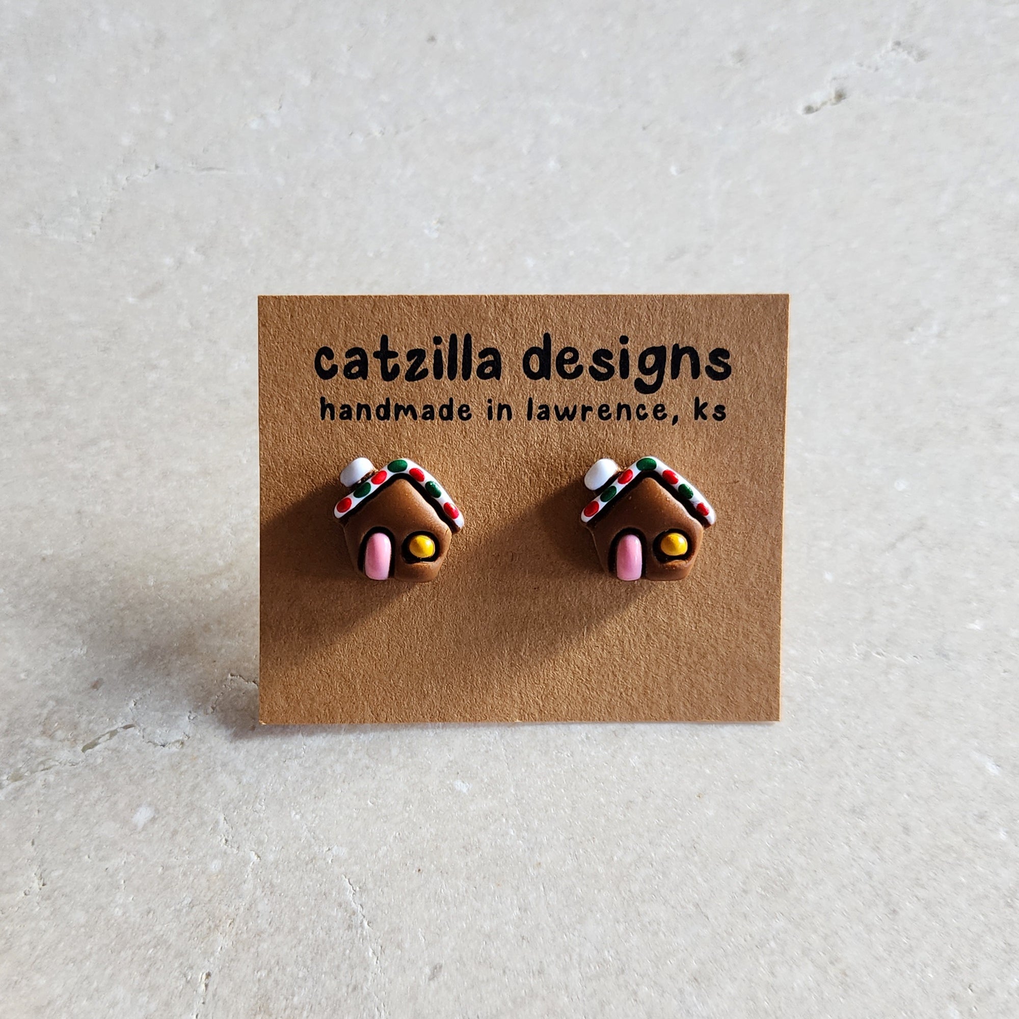 gingerbread house studs Stud Earrings