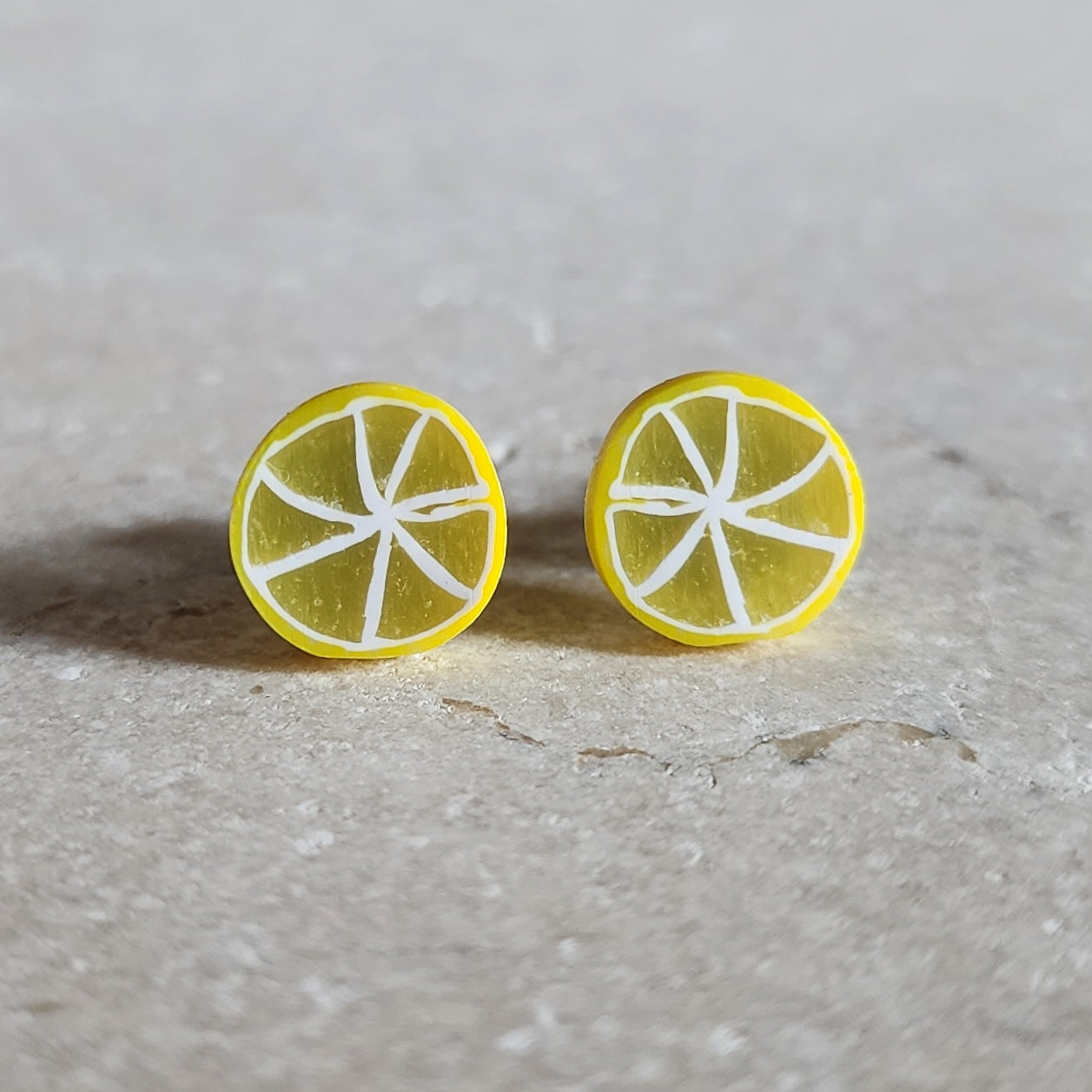 yellow lemon slices studs Stud Earrings