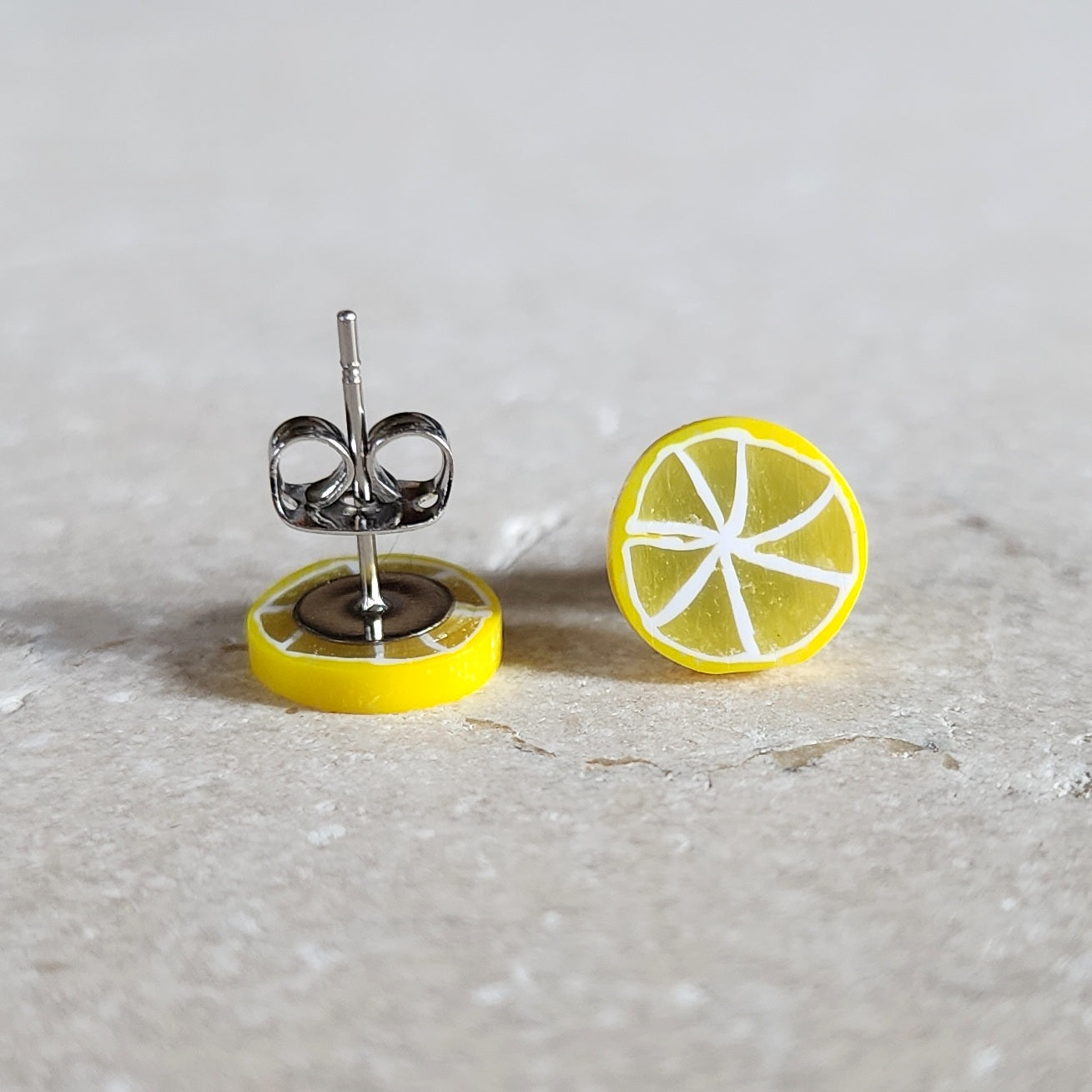 yellow lemon slices studs Stud Earrings