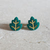 green leaf studs Stud Earrings