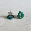 green leaf studs Stud Earrings