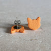 orange cat studs Stud Earrings