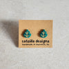 green leaf studs Stud Earrings