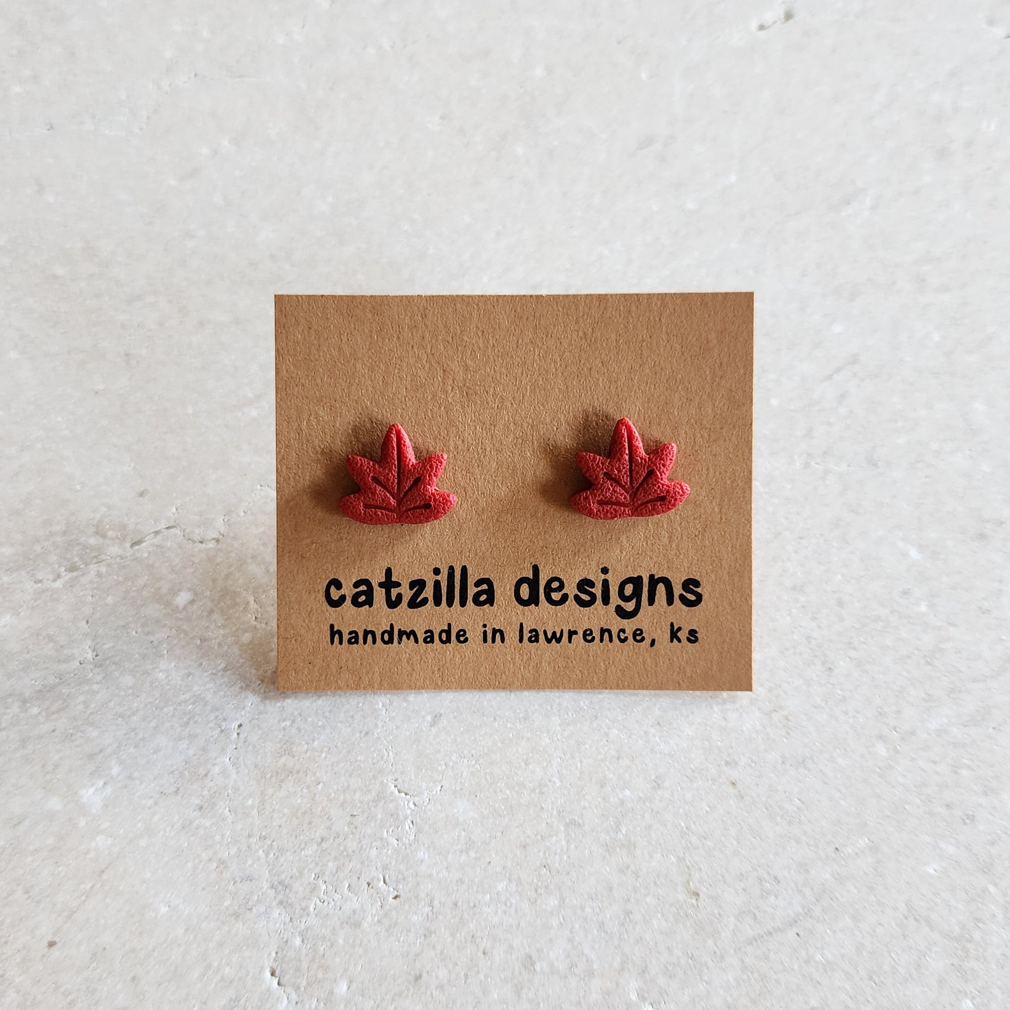 red maple leaf studs Stud Earrings