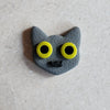 gray cat magnet: green Magnets & Pins