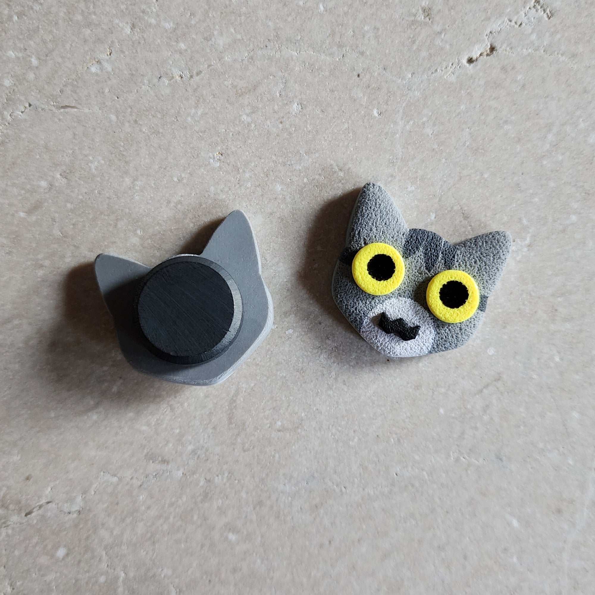 gray tabby cat magnet Magnets & Pins