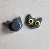 gray cat magnet: yellow Magnets & Pins