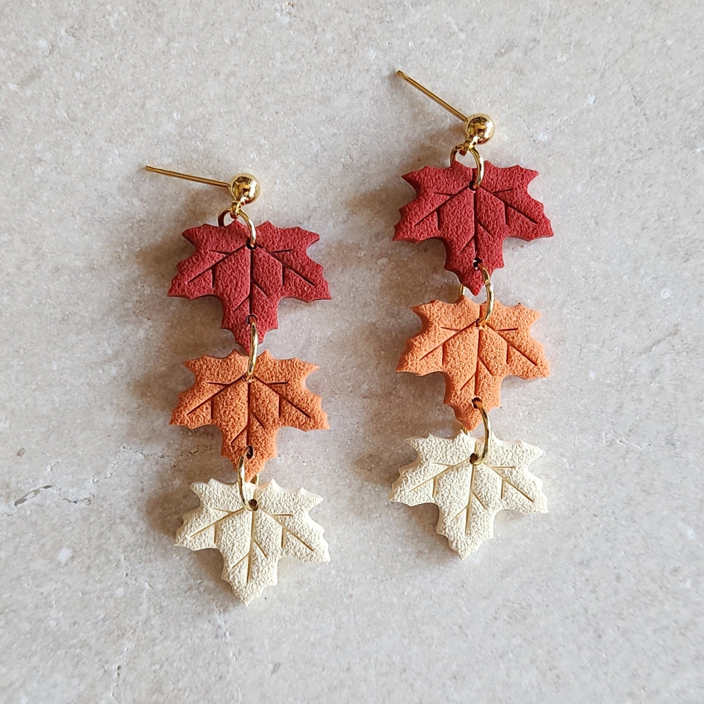 stacked maple leafs Dangle Earrings