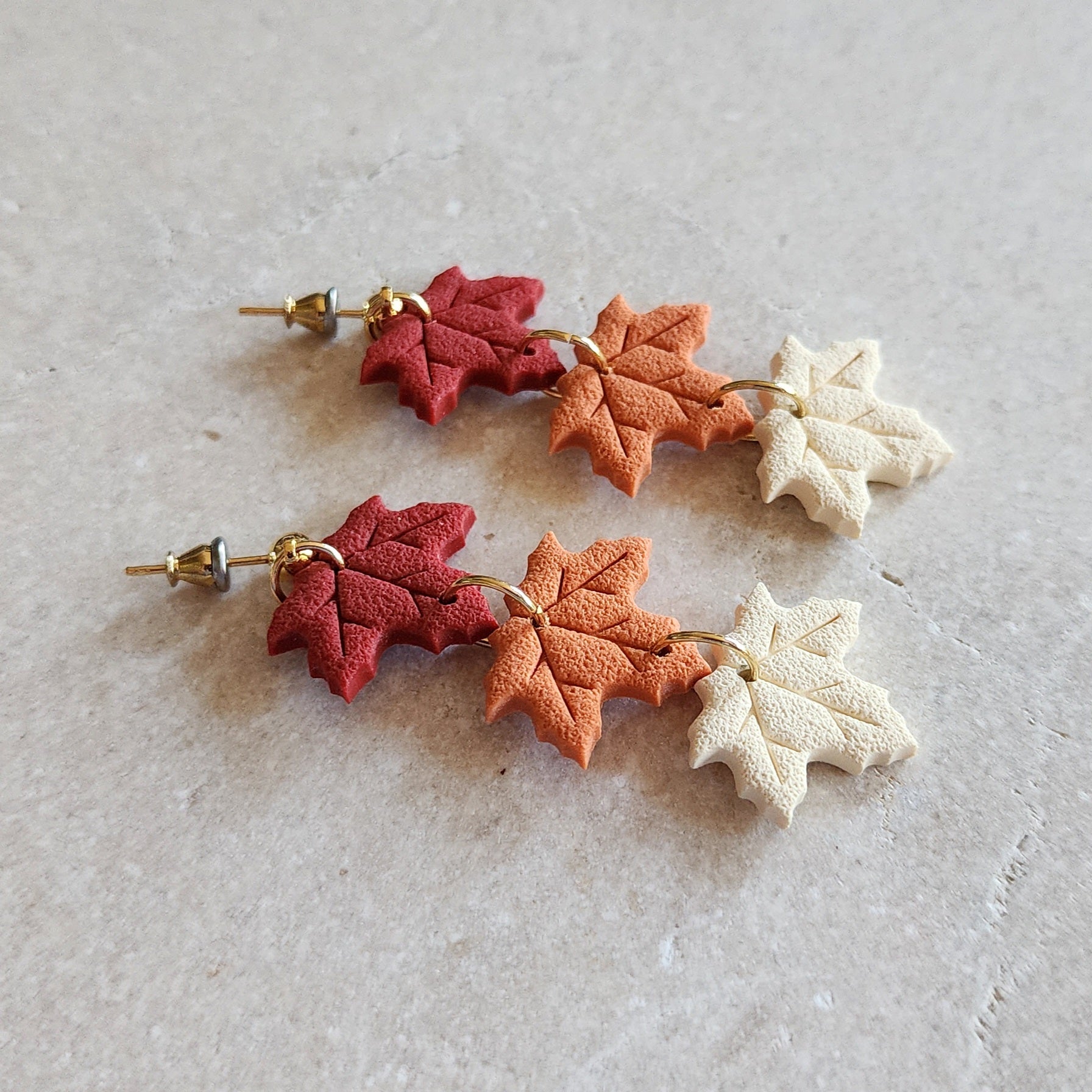 stacked maple leafs Dangle Earrings