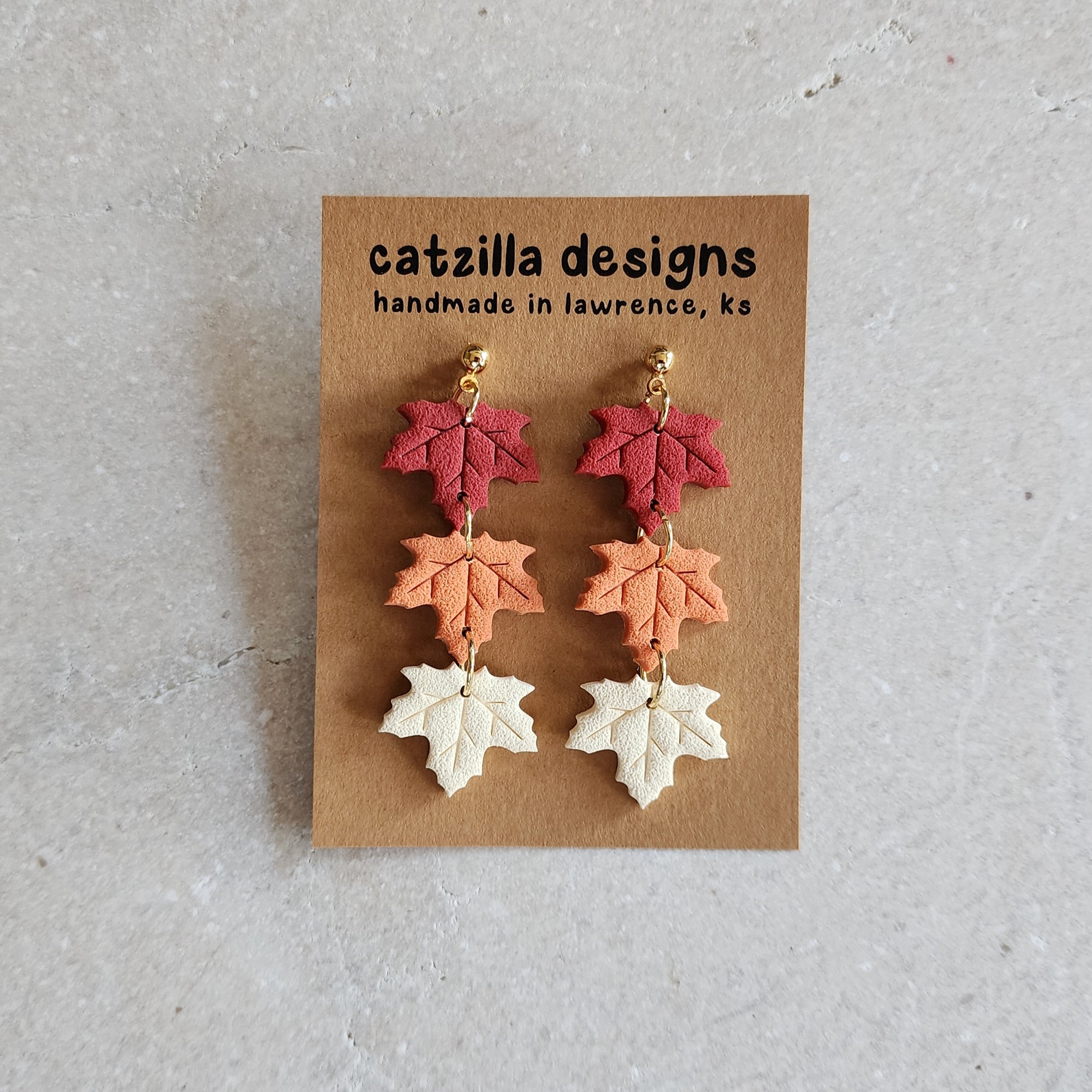 stacked maple leafs Dangle Earrings