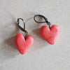 pink heart drops Drop Earrings