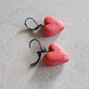 pink heart drops Drop Earrings