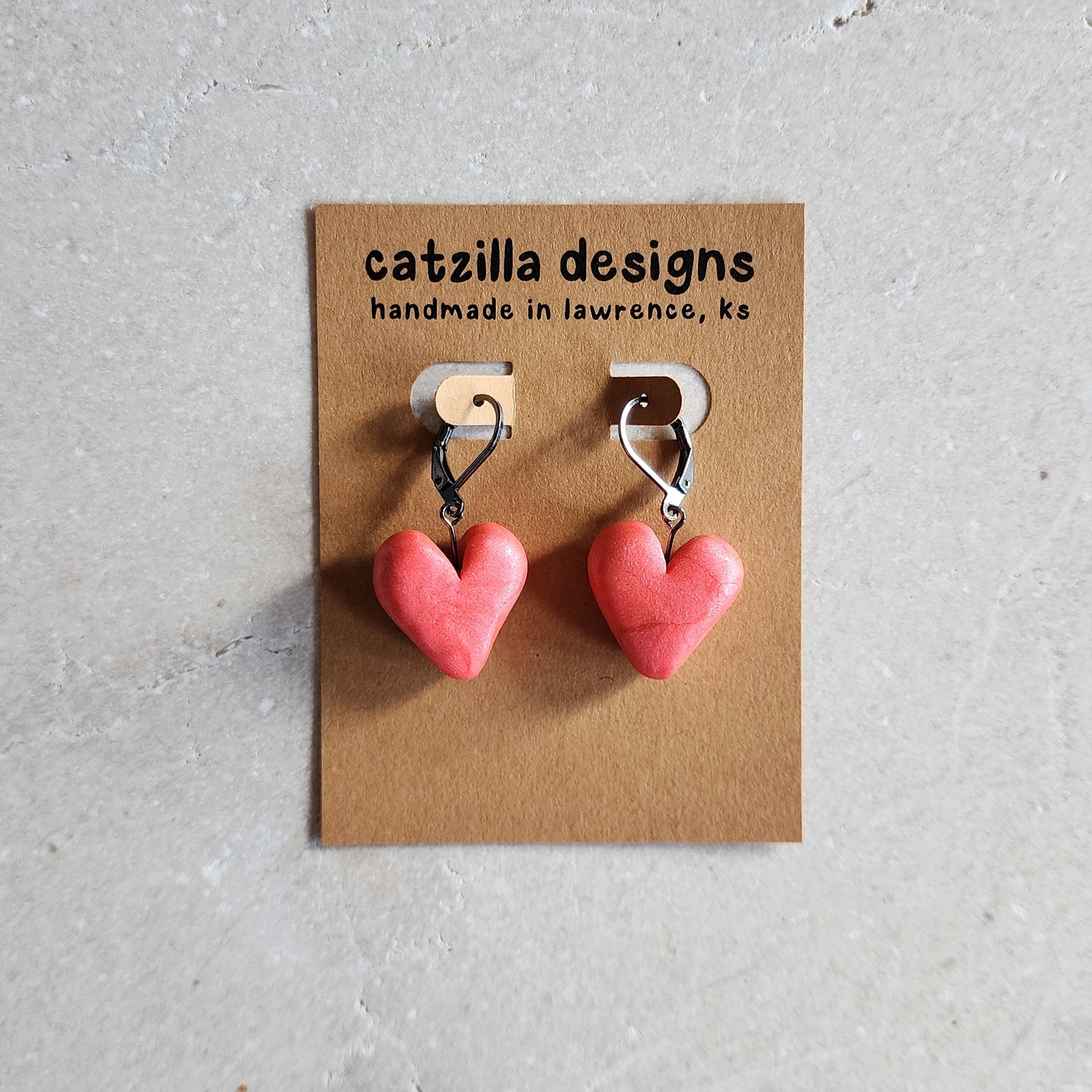 pink heart drops Drop Earrings