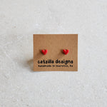 red hearts mini studs