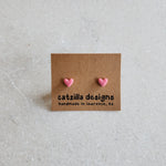 pink hearts mini studs